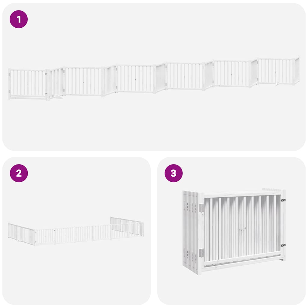 Cancello Cani Porta Pieghevole Bianco 12 Pannelli 960 cm Pioppo | homemem39