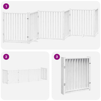 Cancello Cani Porta Pieghevole Bianco 6 Pannelli 480 cm Pioppo | homemem39
