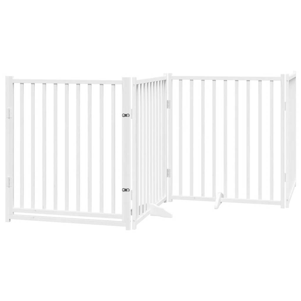 Cancello Cani Porta Pieghevole Bianco 12 Pannelli 640 cm Pioppo | homemem39