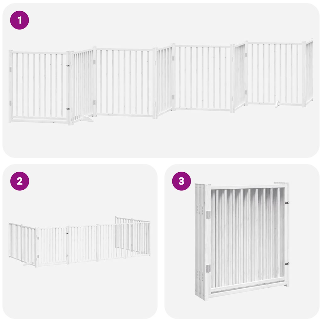 Cancello Cani Porta Pieghevole Bianco 12 Pannelli 640 cm Pioppo | homemem39