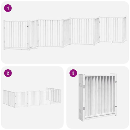 Cancello Cani Porta Pieghevole Bianco 12 Pannelli 640 cm Pioppo | homemem39