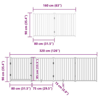 Cancello Cani Porta Pieghevole Bianco 12 Pannelli 640 cm Pioppo | homemem39