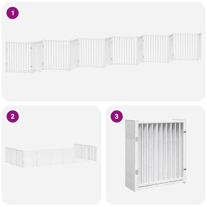Cancello Cani Porta Pieghevole Bianco 12 Pannelli 960 cm Pioppo | homemem39