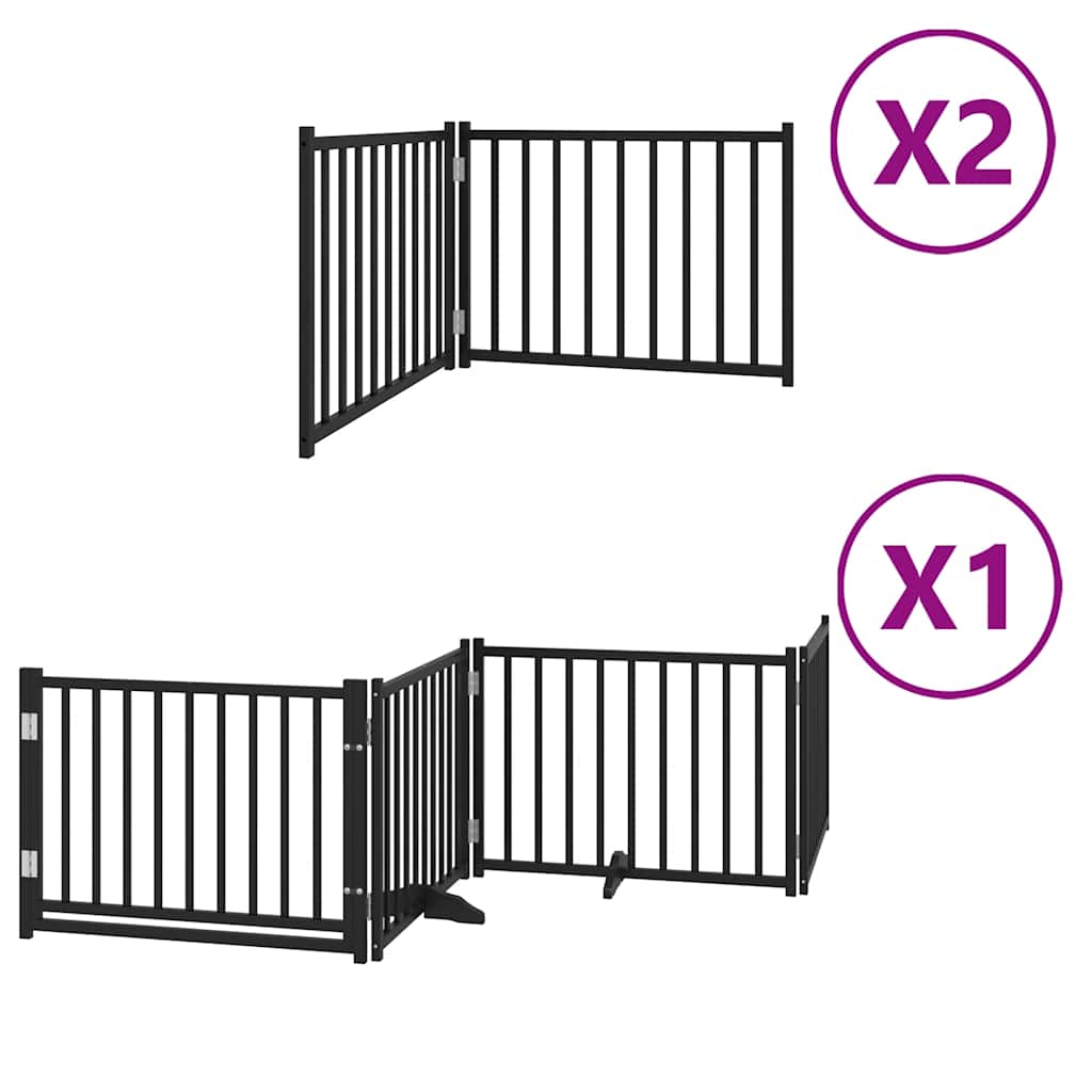 Cancello Cani Porta Pieghevole Nero 8 Pannelli 640 cm Pioppo