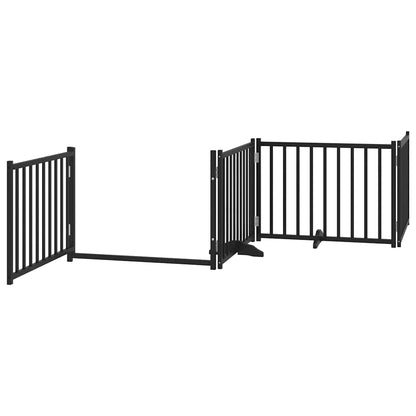 Cancello Cani Porta Pieghevole Nero 8 Pannelli 640 cm Pioppo | homemem39
