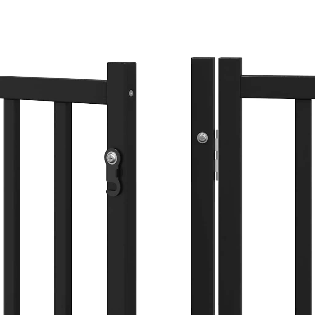Cancello Cani Porta Pieghevole Nero 8 Pannelli 640 cm Pioppo | homemem39