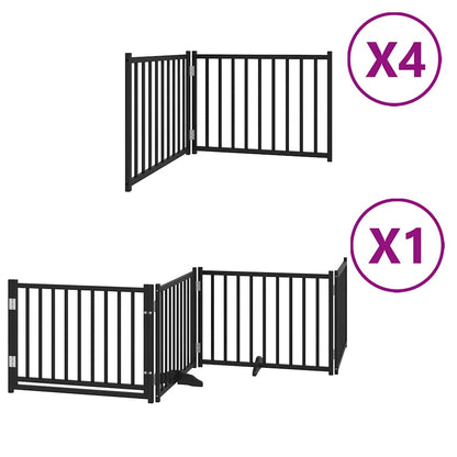 Cancello Cani Porta Pieghevole Nero 12 Pannelli 960 cm Pioppo