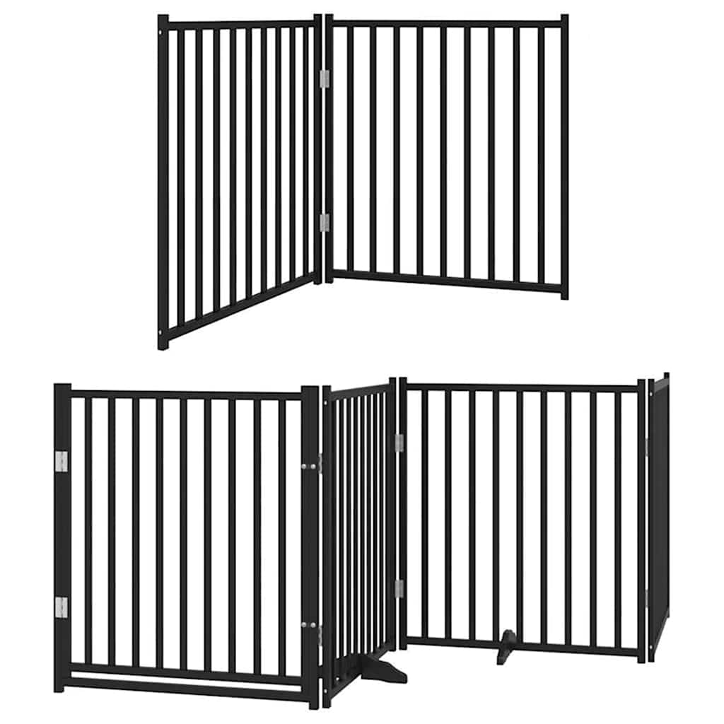 Cancello Cani Porta Pieghevole Nero 10 Pannelli 800 cm Pioppo | homemem39