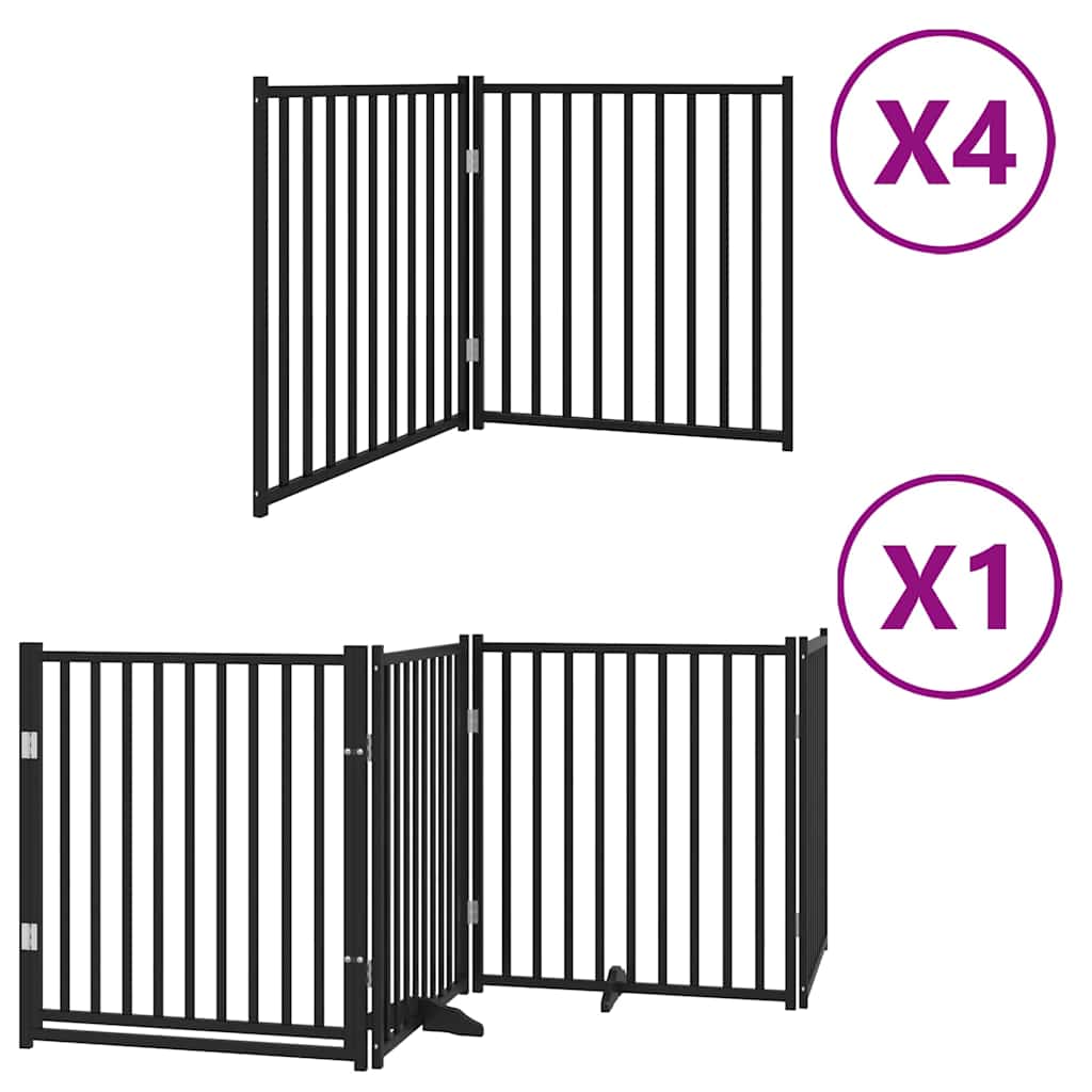 Cancello Cani Porta Pieghevole Nero 12 Pannelli 960 cm Pioppo | homemem39