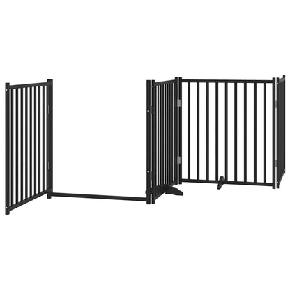 Cancello Cani Porta Pieghevole Nero 12 Pannelli 960 cm Pioppo | homemem39