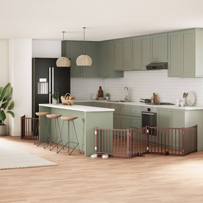 Cancello Cani Porta Pieghevole Marrone 10 Pannelli 800cm Pioppo