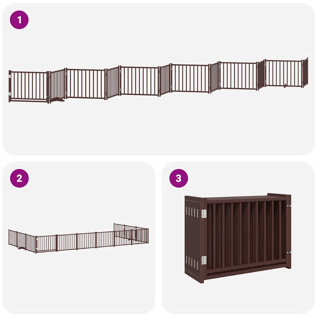 Cancello Cani Porta Pieghevole Marrone 12 Pannelli 960cm Pioppo | homemem39