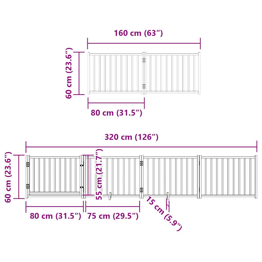 Cancello Cani Porta Pieghevole Marrone 12 Pannelli 960cm Pioppo | homemem39