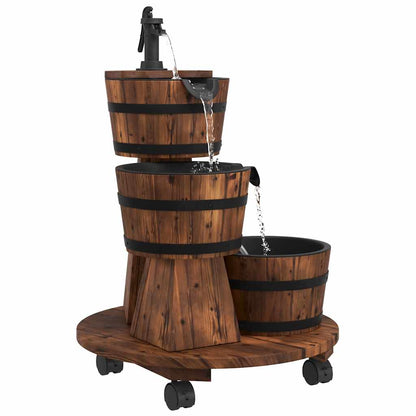 Fontana Acqua con Pompa e Ruote 55x55x80cm Legno Massello Abete | homemem39