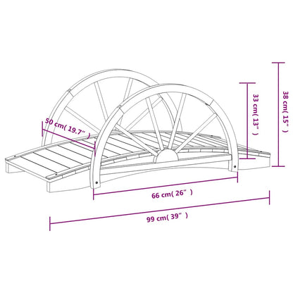 Ponte Giardino con Mezza Ruota 99x50x38 cm Legno Massello Abete | homemem39