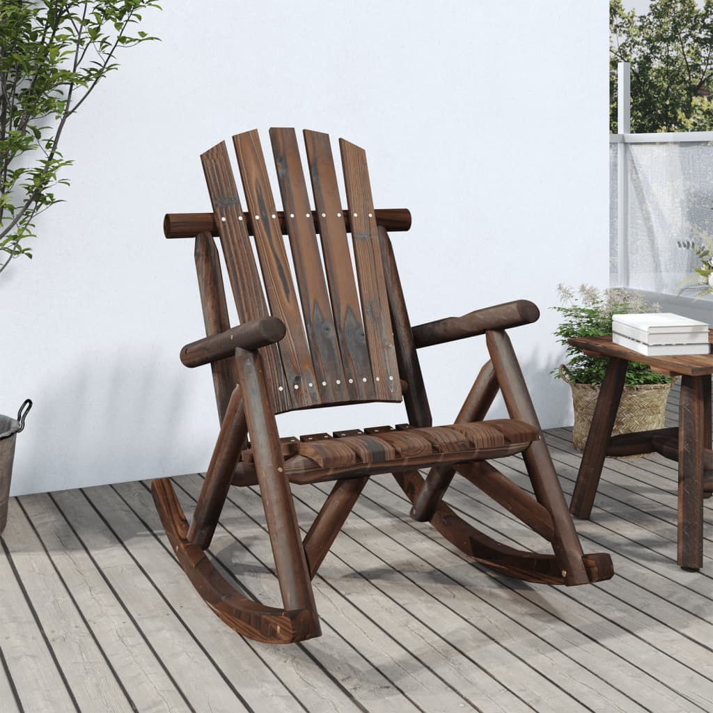 Sedia a Dondolo Giardino 69x96x101cm Legno Massello Abete Rosso | homemem39