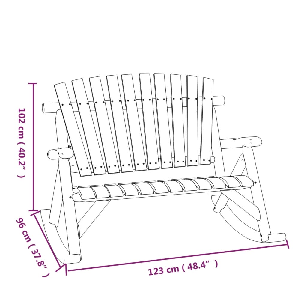 Panca Dondolo Giardino 2Posti 123x96x102cm Massello Abete Rosso - homemem39