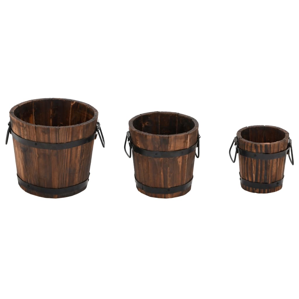 Set Secchi per Fiori 3 pz in Legno Massello di Abete | homemem39