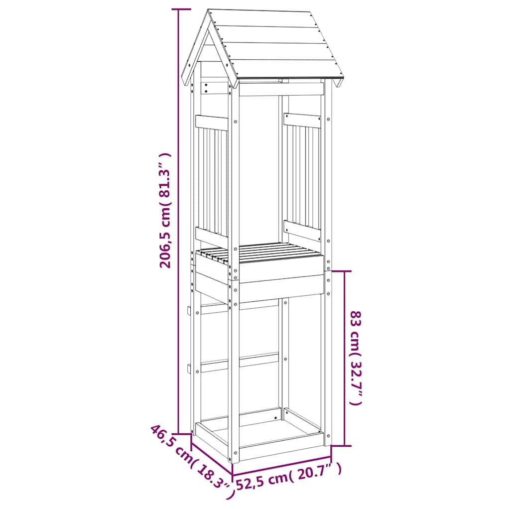Torre da Gioco 52,5x46,5x206,5 cm in Legno Massello di Pino | homemem39