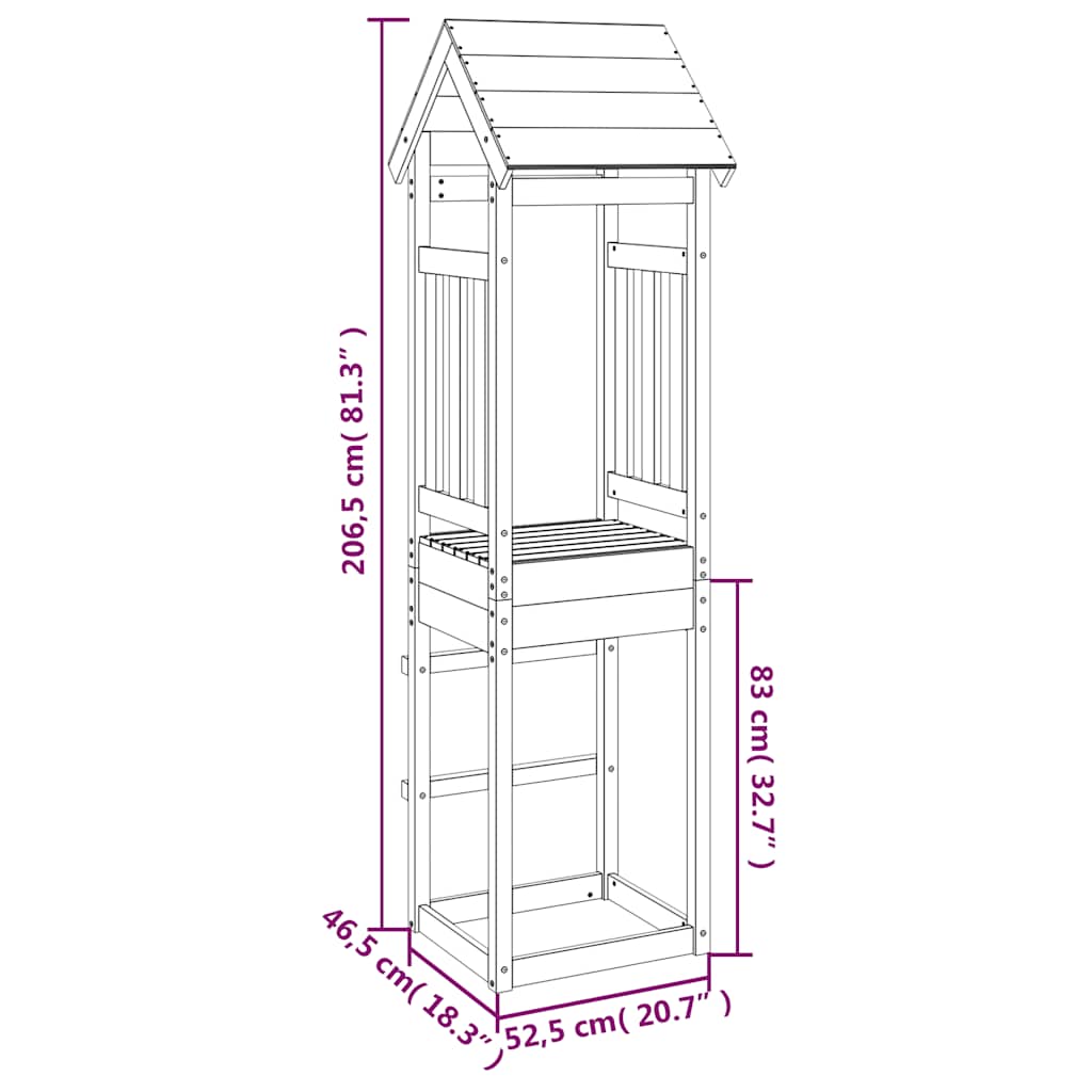 Torre da Gioco 52,5x46,5x206,5 cm in Legno Massello di Douglas | homemem39
