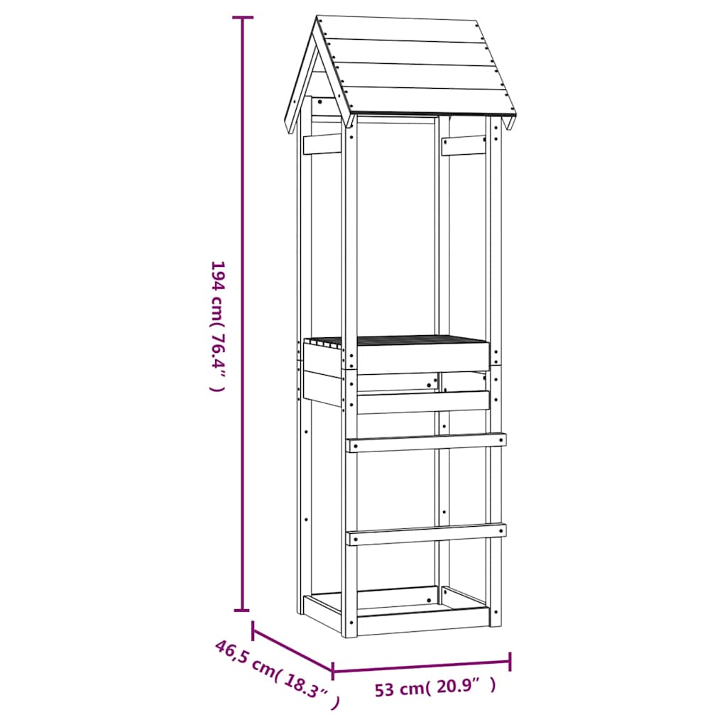 Torre da Gioco 53x46,5x194 cm in Legno di Pino Impregnato | homemem39