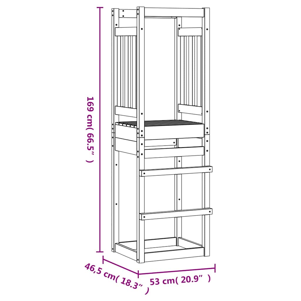 Torre da Gioco 53x46,5x169 cm in Legno Massello di Pino | homemem39