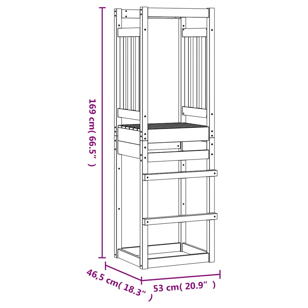 Torre da Gioco 53x46,5x169 cm in Legno di Pino Impregnato | homemem39