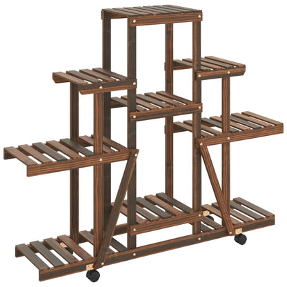 Portafiori con Ruote 110x25x101 cm in Legno Massello di Abete - homemem39