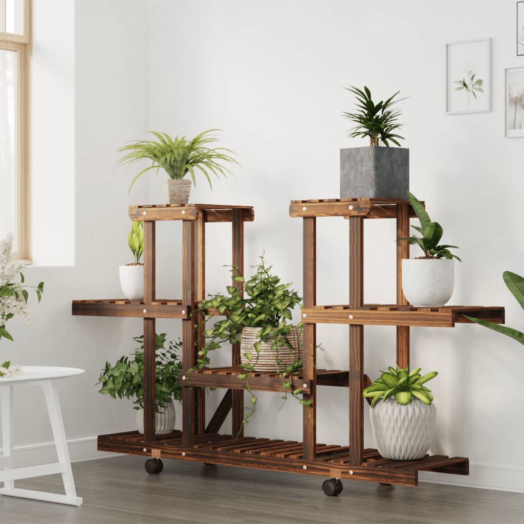 Portafiori con Ruote 110x25x78 cm in Legno Massello di Abete - homemem39