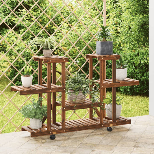 Portafiori con Ruote 110x25x78 cm in Legno Massello di Abete - homemem39