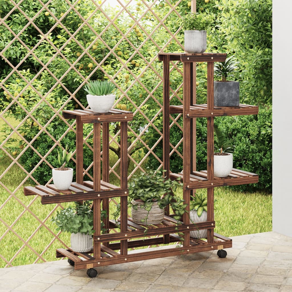 Portafiori con Ruote 95x25x101 cm in Legno Massello di Abete - homemem39