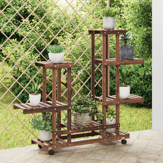 Portafiori con Ruote 95x25x101 cm in Legno Massello di Abete - homemem39