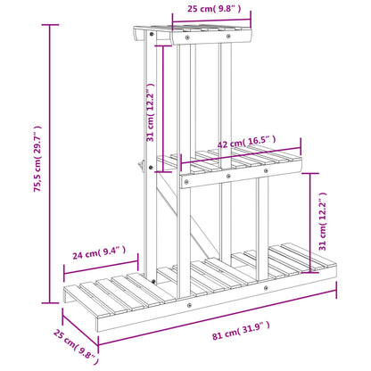 Portafiori 81x25x75,5 cm in Legno Massello di Abete - homemem39