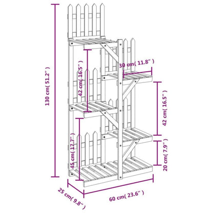Portafiori 60x25x130 cm in Legno Massello di Abete - homemem39