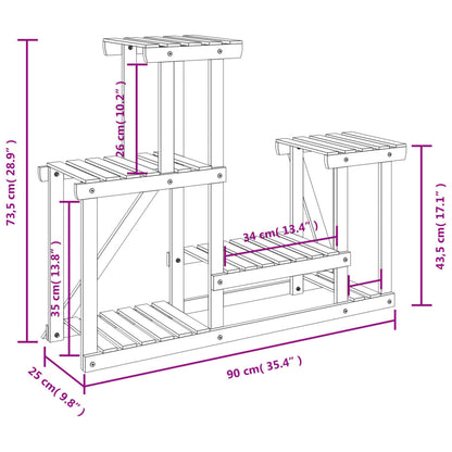 Portafiori 90x25x73,5 cm in Legno Massello di Abete