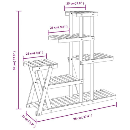 Portafiori 95x25x96 cm in Legno Massello di Abete - homemem39