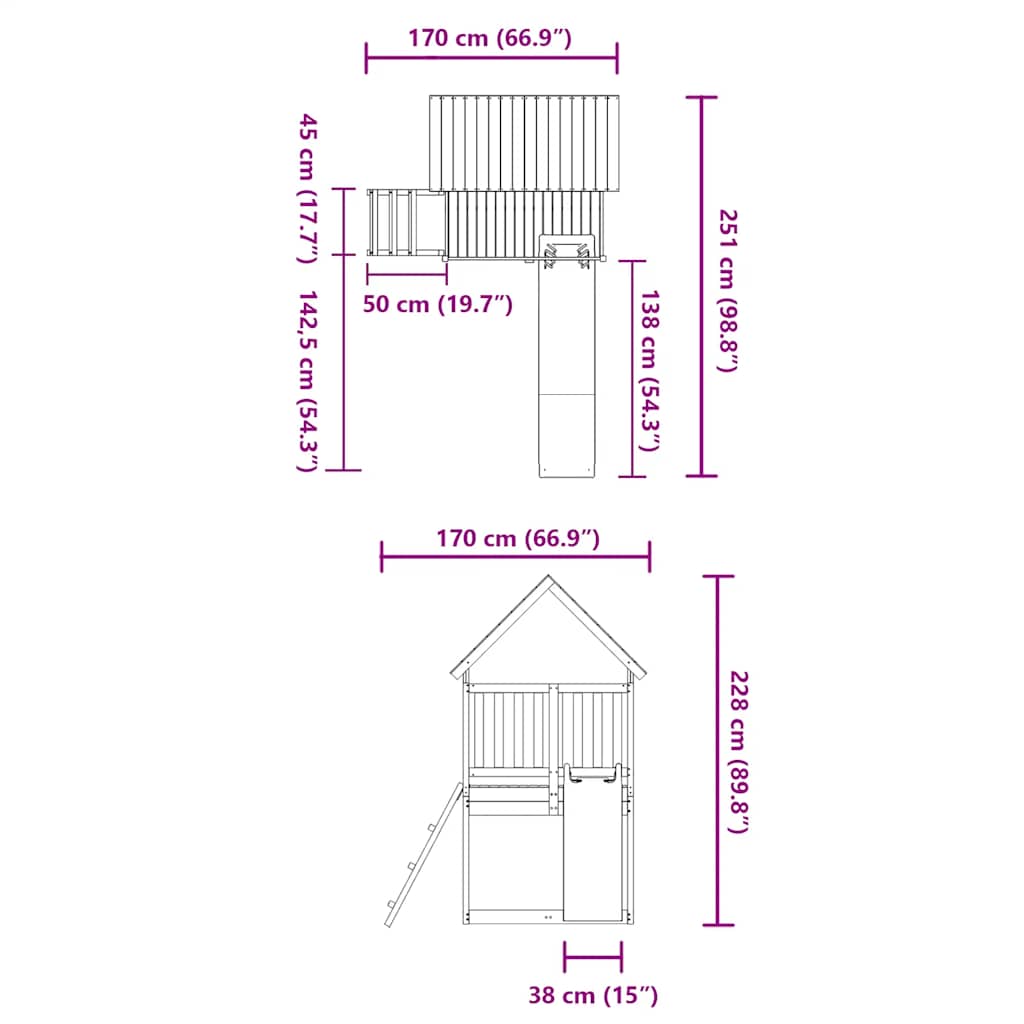 Set da Gioco da Esterno in Legno Massello di Pino | homemem39