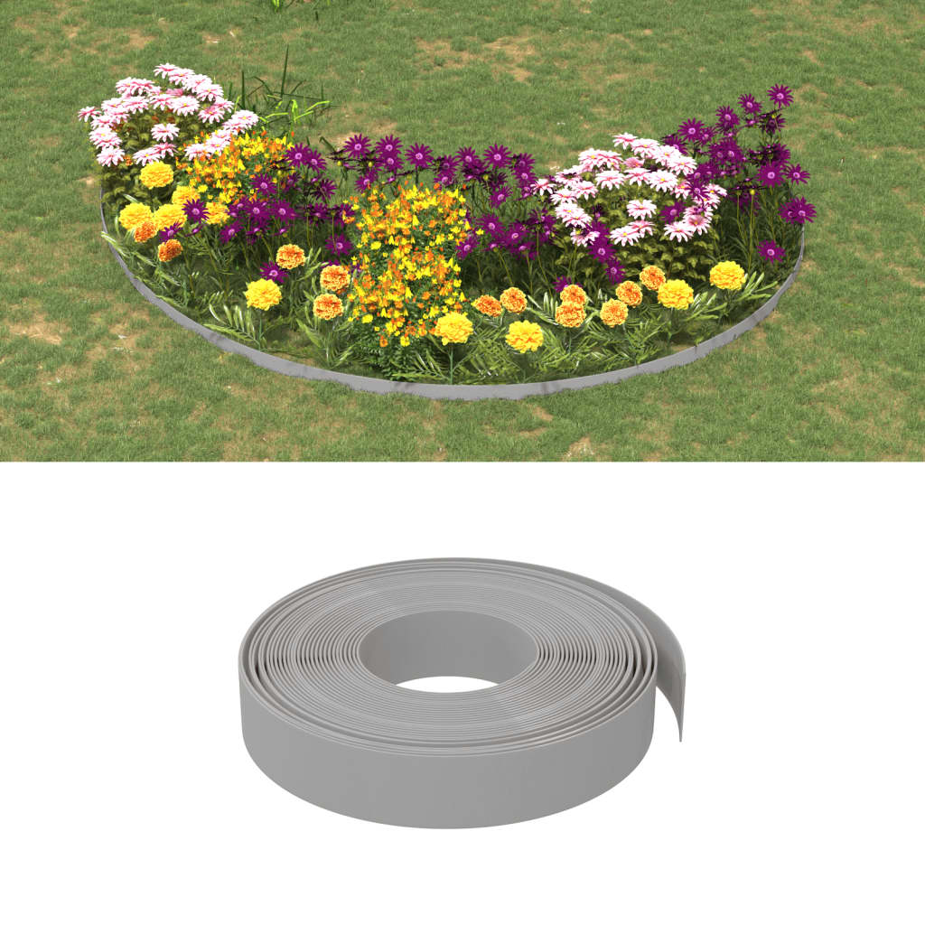 Bordature da Giardino 2 pz Grigie 10 m 10 cm in Polietilene | homemem39