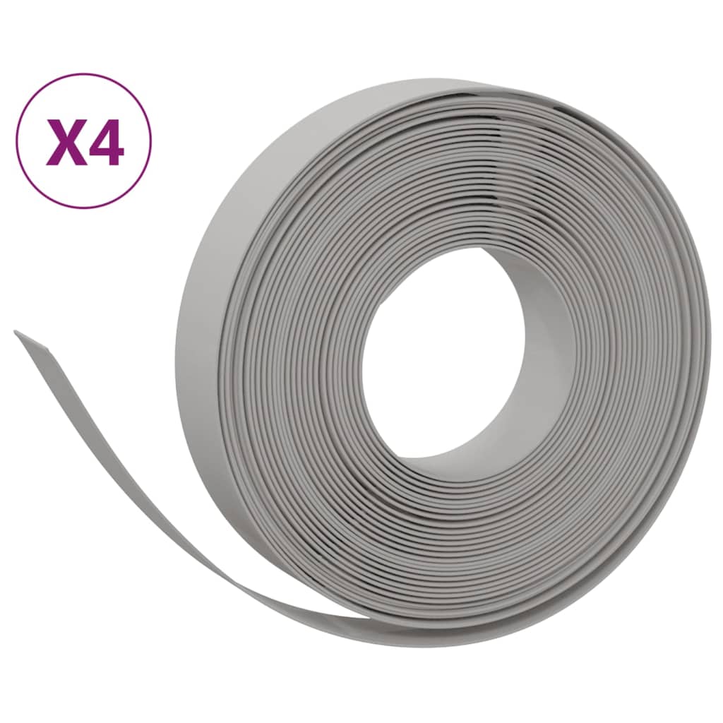 Bordature da Giardino 4 pz Grigie 10 m 10 cm in Polietilene | homemem39