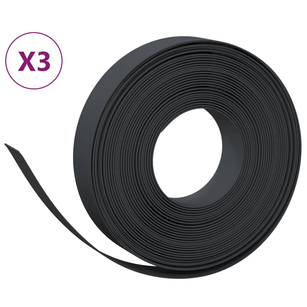 Bordature da Giardino 3 pz Nere 10 m 10 cm in Polietilene | homemem39
