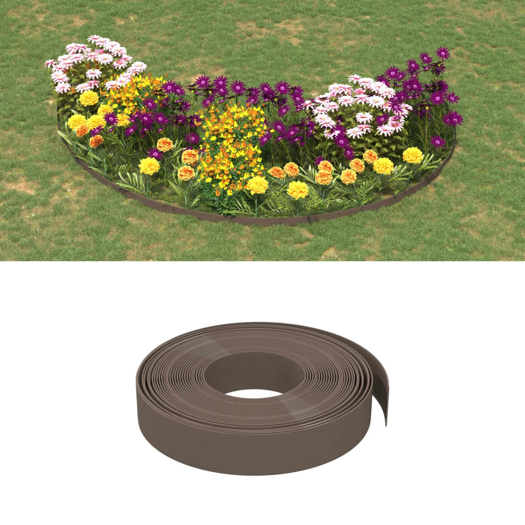 Bordature da Giardino 2 pz Marroni 10 m 10 cm in Polietilene | homemem39