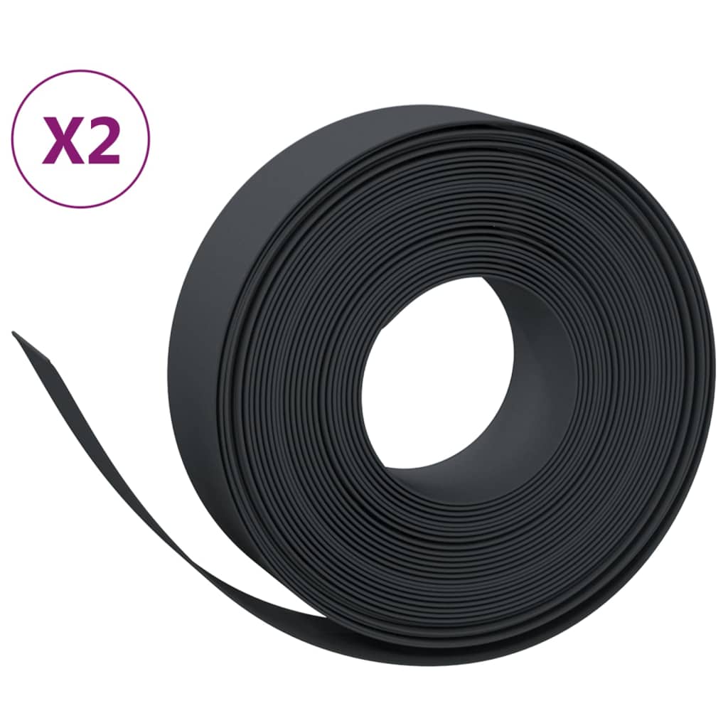 Bordature da Giardino 2 pz Nere 10 m 15 cm in Polietilene | homemem39