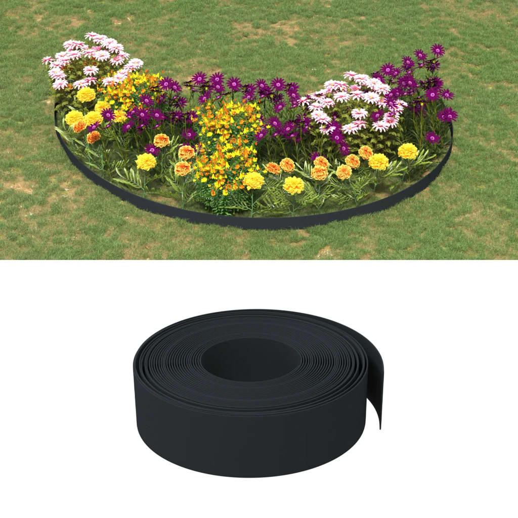 Bordature da Giardino 3 pz Nere 10 m 15 cm in Polietilene | homemem39