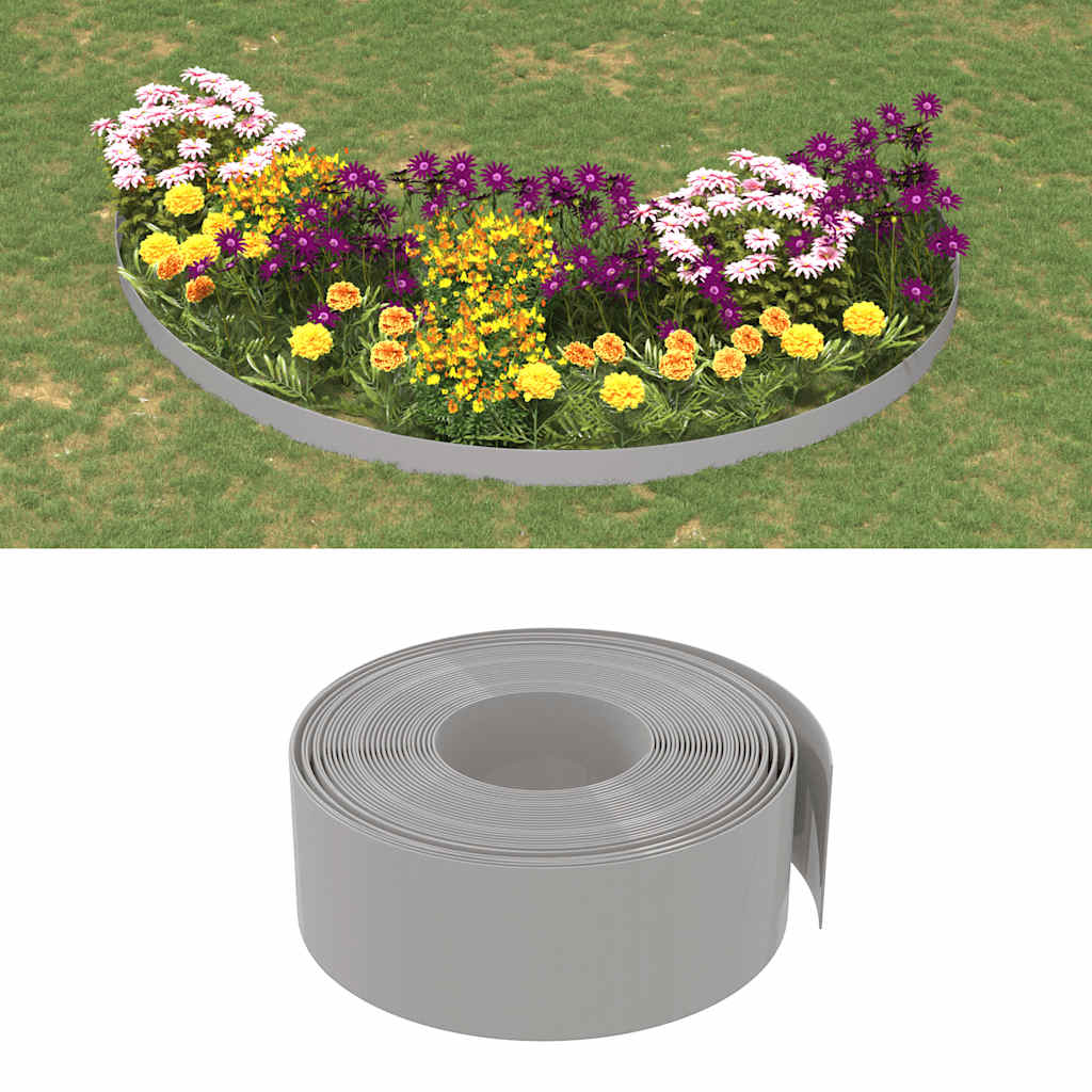 Bordature da Giardino 4 pz Grigie 10 m 20 cm in Polietilene | homemem39