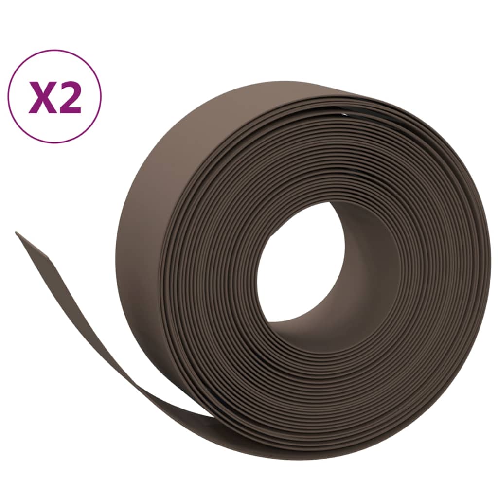 Bordature da Giardino 2 pz Marroni 10 m 20 cm in Polietilene | homemem39