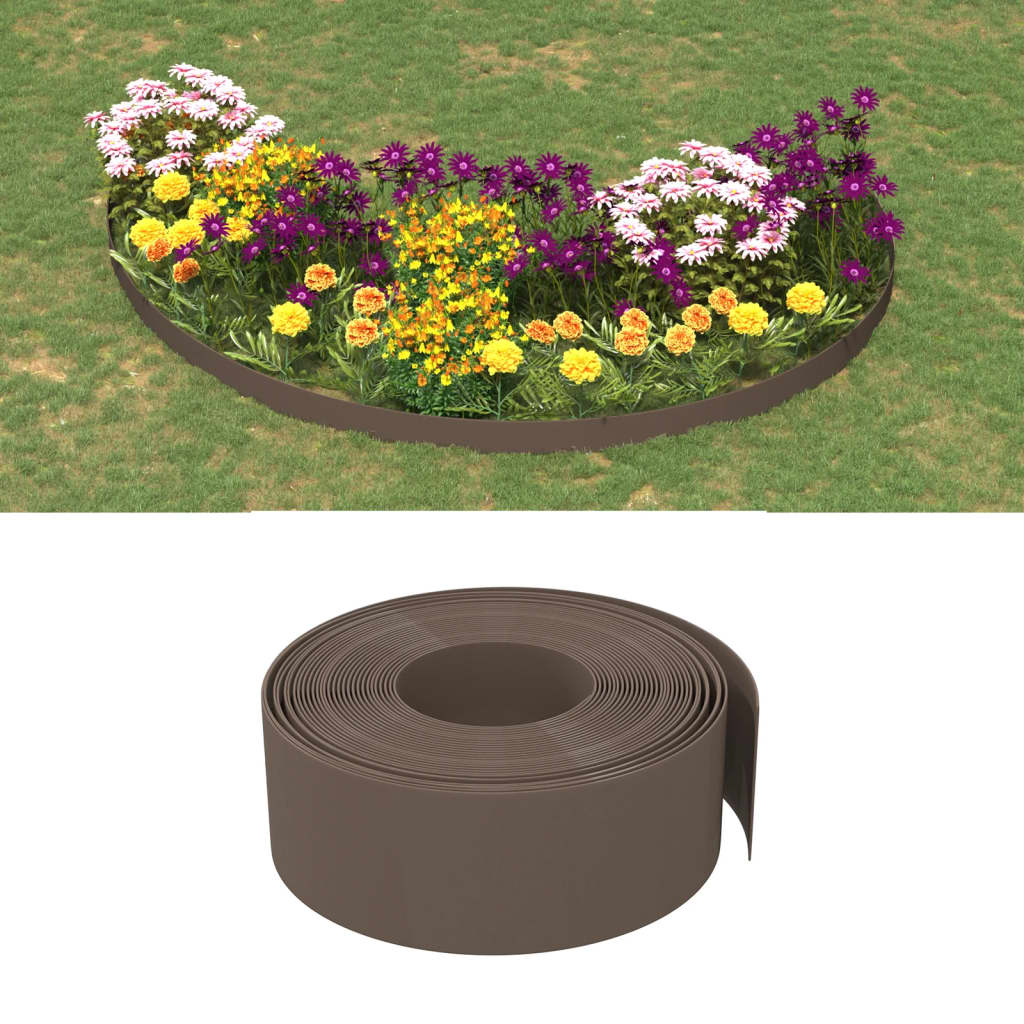 Bordature da Giardino 4 pz Marroni 10 m 20 cm in Polietilene | homemem39