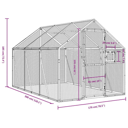 Voliera Argento 1,79x3x1,85 m in Alluminio | homemem39