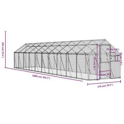 Voliera Argento 1,79x10x1,85 m in Alluminio | homemem39
