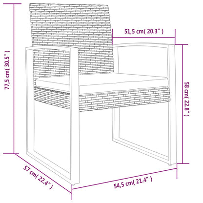 Sedie da Pranzo da Giardino 2 pz Grigio Scuro in Rattan PP - homemem39