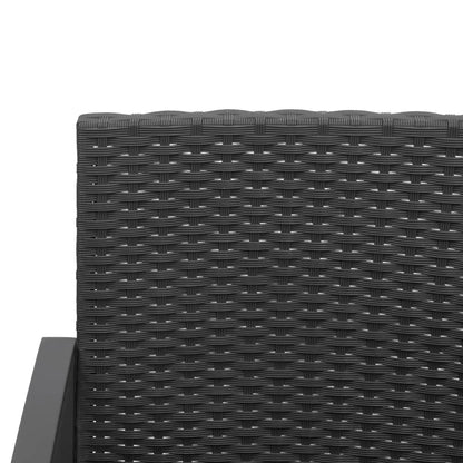 Set da Pranzo da Giardino 3 pz Nero con Cuscini in Rattan PP | homemem39